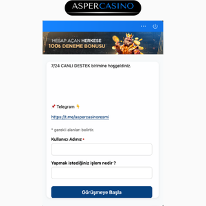 Asper Casino canlı destek